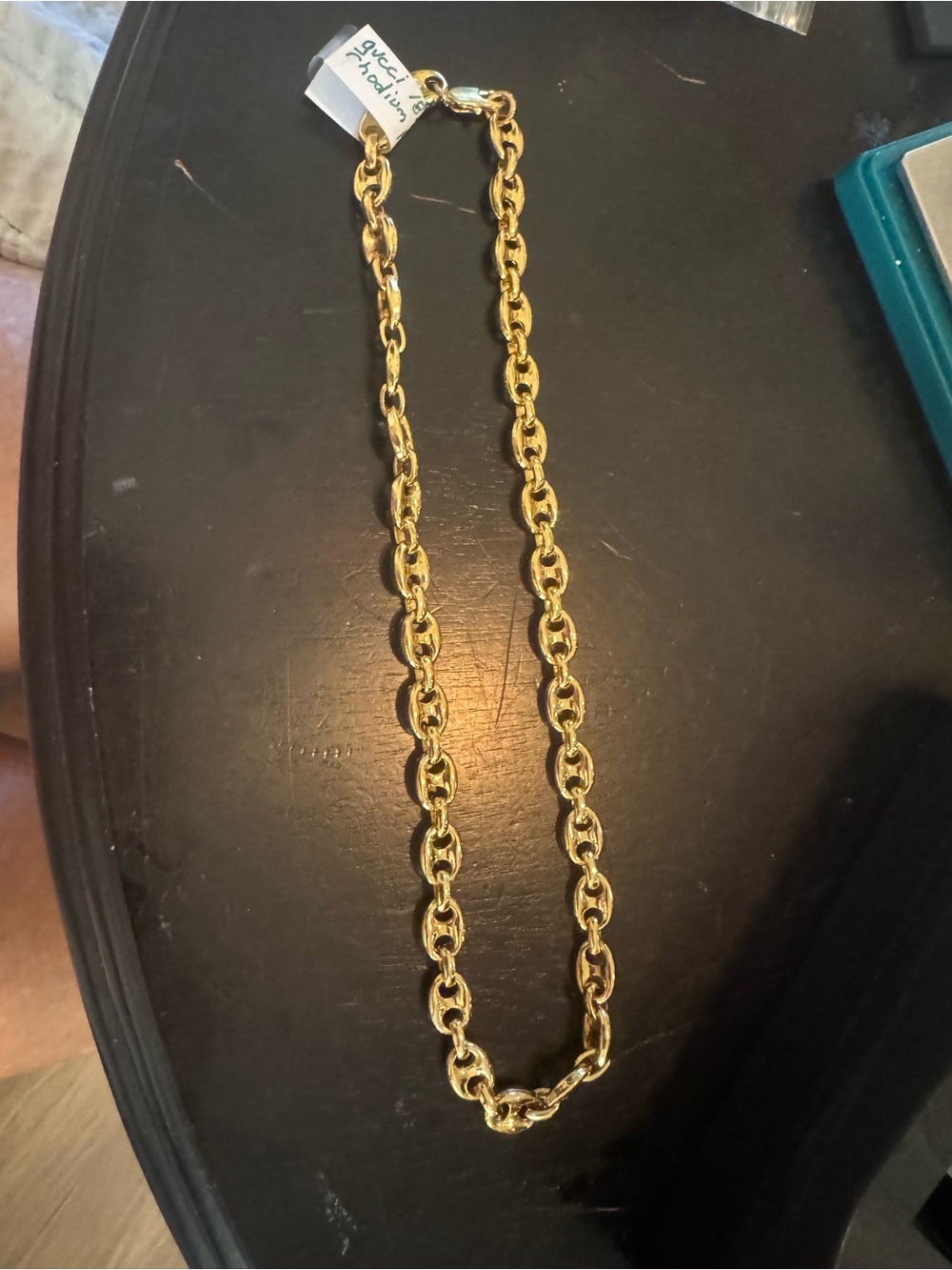 22 inch Gucci link Polished Gold-Tone Link Necklace rhodium plate will not turn